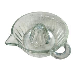Indiana Glass Juicer Reamer Side Spout Loop Tab Handle Deep Clear Vintage Citrus